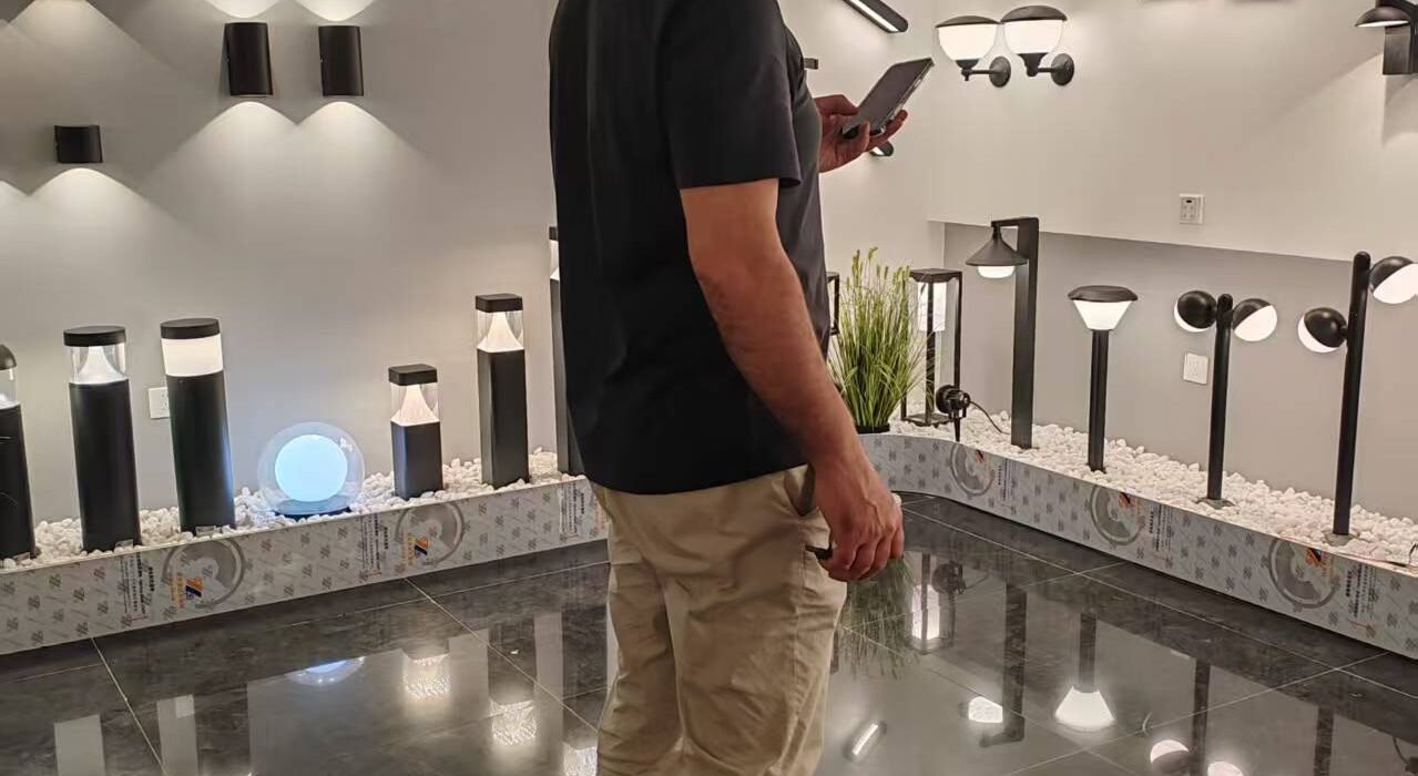 outdoor lighting factory showroom customer visit