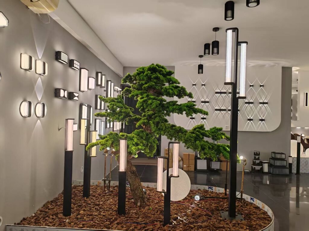 LED outdoor wall lights showroom display