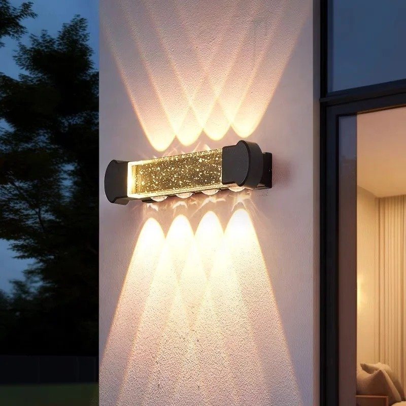 Modern LED Up and Down Crystal Wall Light DF8626 | Waterproof Aluminum Exterior Sconce Wholesale