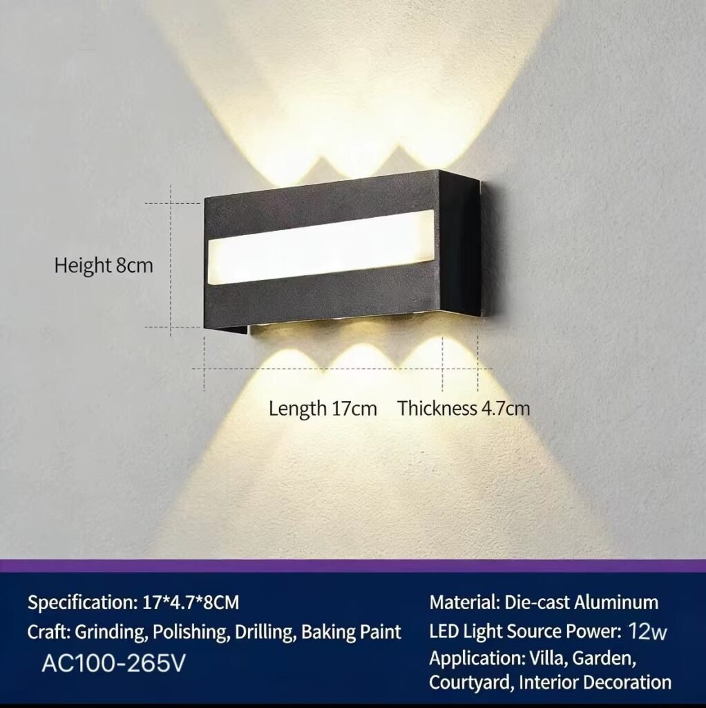 Black Outdoor Wall Light DF2326 Double Layer Acrylic