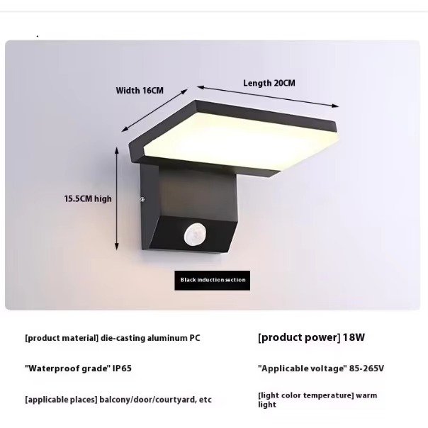 Foldable LED Outdoor Wall Light DF8951 with motion sensor