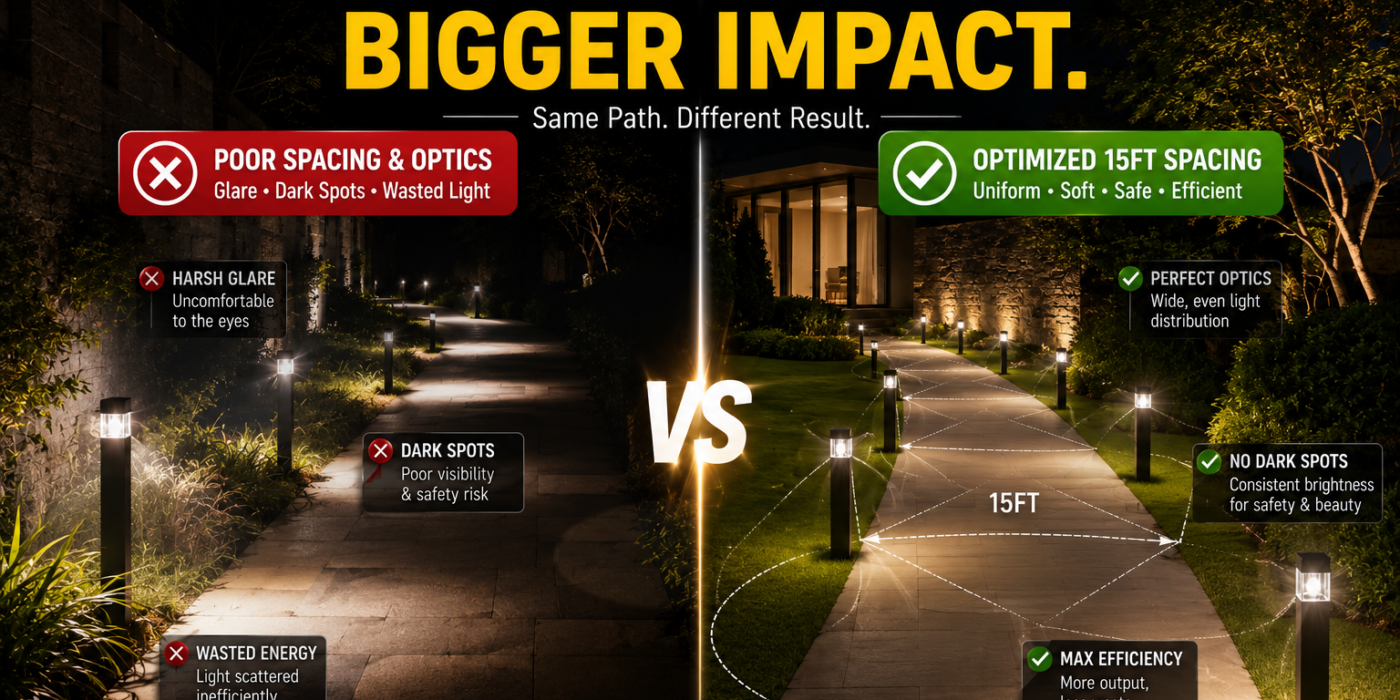 how to space bollard lights