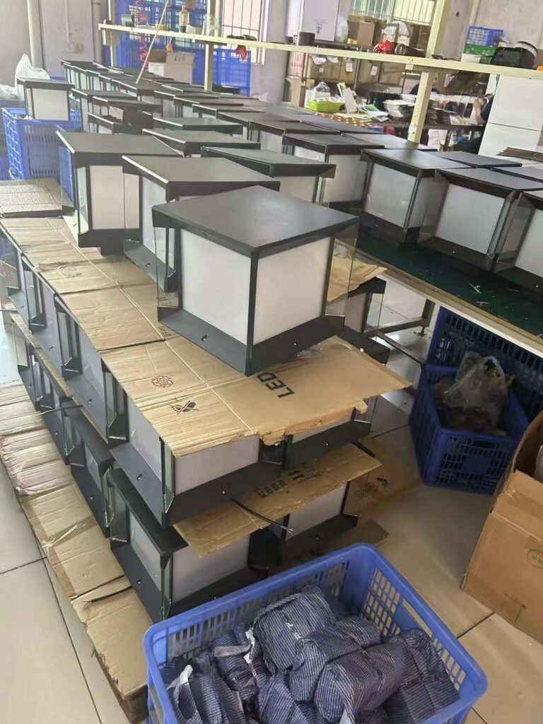 DFMJ Lighting outdoor fixture tested at night for brightness and glare