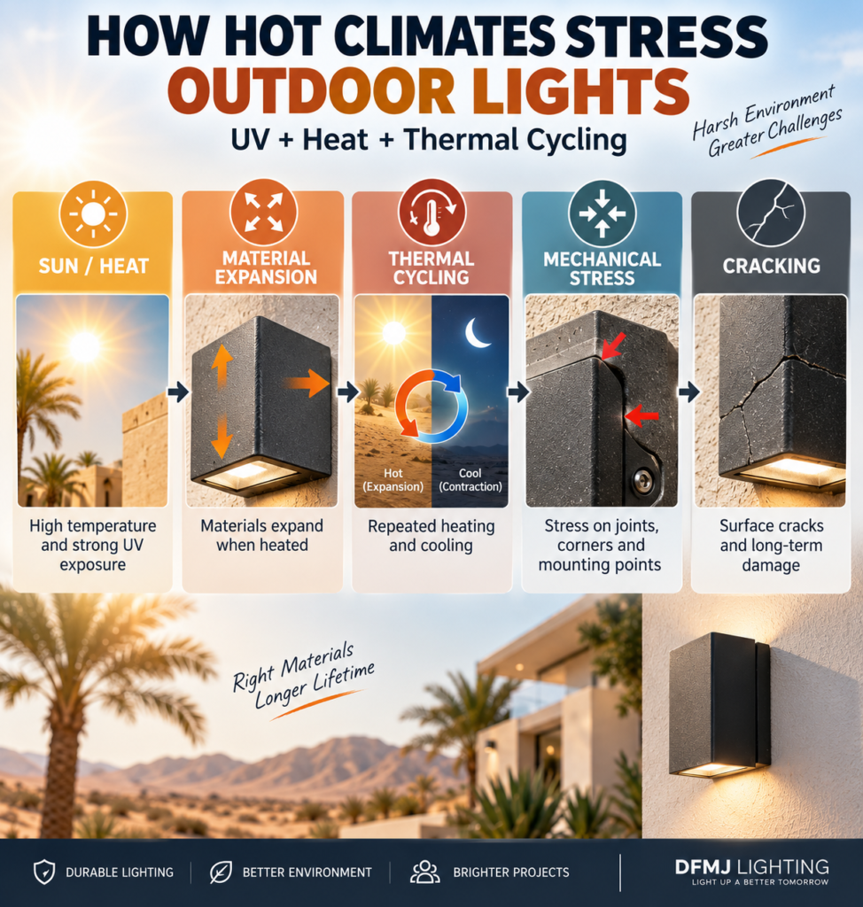 how hot climates affect outdoor lights